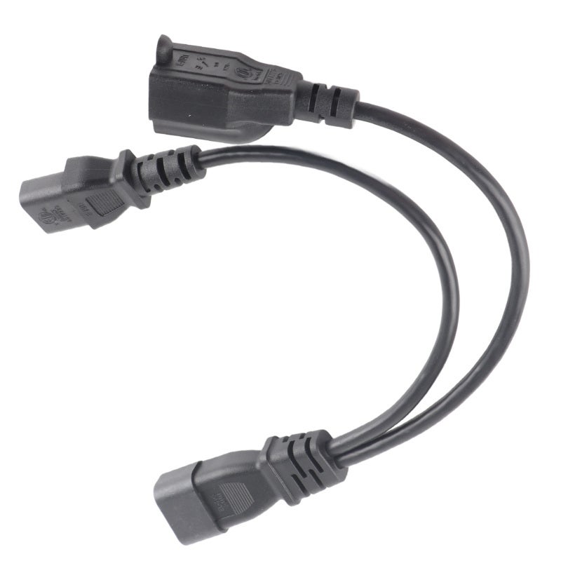 سلك طاقة مقسم Y من C14 إلى C13 Nema 5-15R: تصميم 1 مدخل و 2 مخرجات، غلاف بولي كلوريد الفينيل مقاوم للاشتعال ومقاوم للماء، بناء متين ومُعزز للأجهزة الإلكترونية في المنزل والمكتب - Image 2