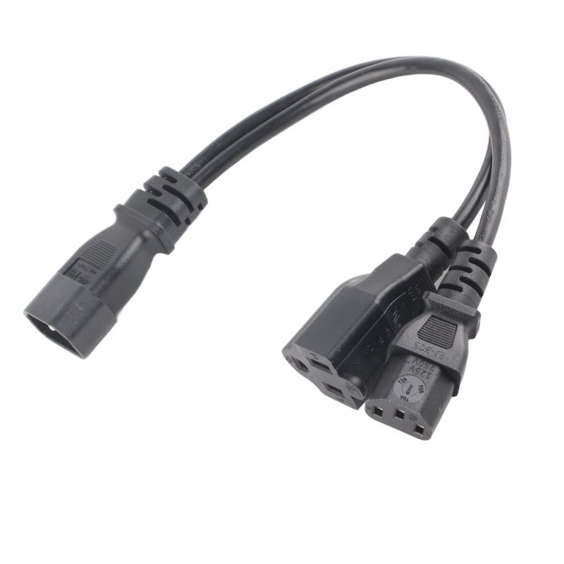 سلك طاقة مقسم Y من C14 إلى C13 Nema 5-15R: تصميم 1 مدخل و 2 مخرجات، غلاف بولي كلوريد الفينيل مقاوم للاشتعال ومقاوم للماء، بناء متين ومُعزز للأجهزة الإلكترونية في المنزل والمكتب - Image 5