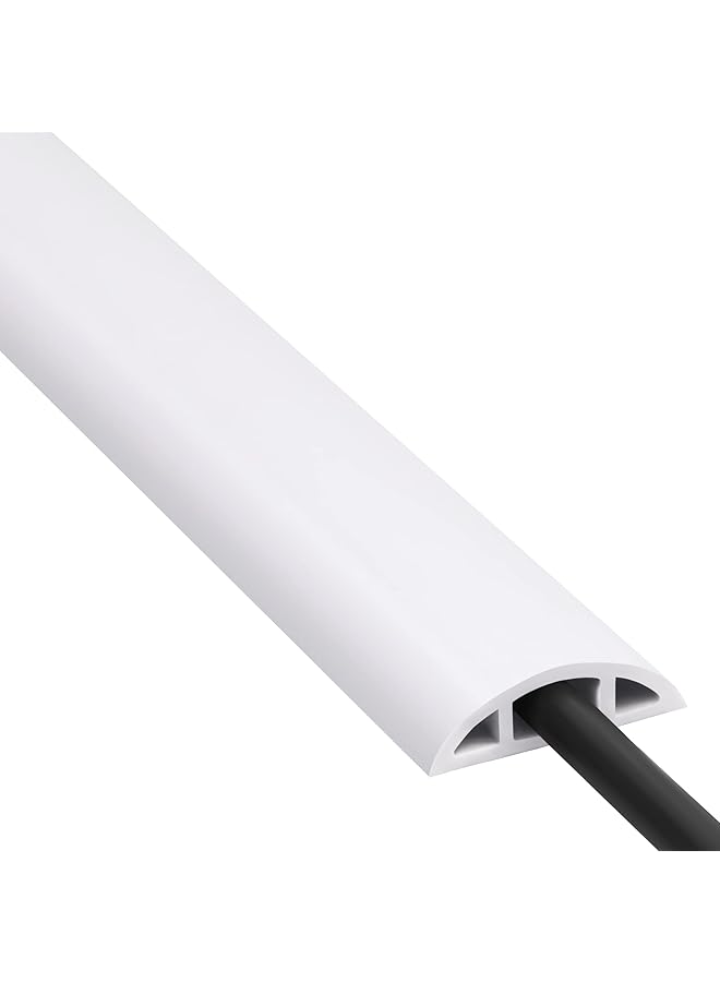 Floor Cord Cover 4ft, Cord Hider Floor White, Floor Cable Management Prevent Cable Trips, Floor Cable Cover Wire Covers for Electric Power Extension Cords, Cord Protector Cord Cavity W0.47 x H0.28