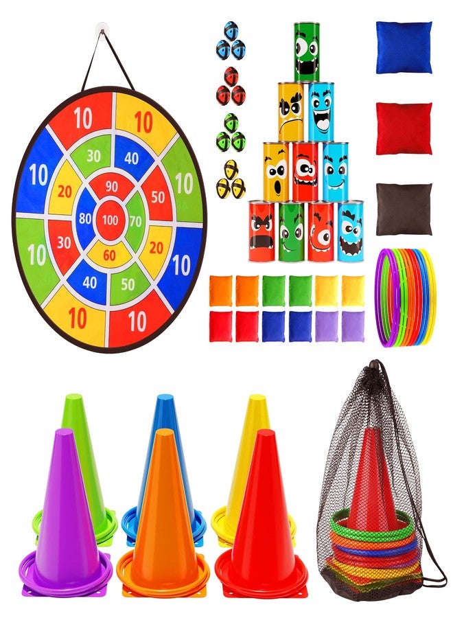 Redllo 58PCS Carnival Games Combo Set, Dart Board Knock Down Can Bean Bag Toss Game Party Indoor Outdoor Birthday Party Fall Festival Field Day for Kids Adults Yard Plastic Cones Outside Games - Image 1