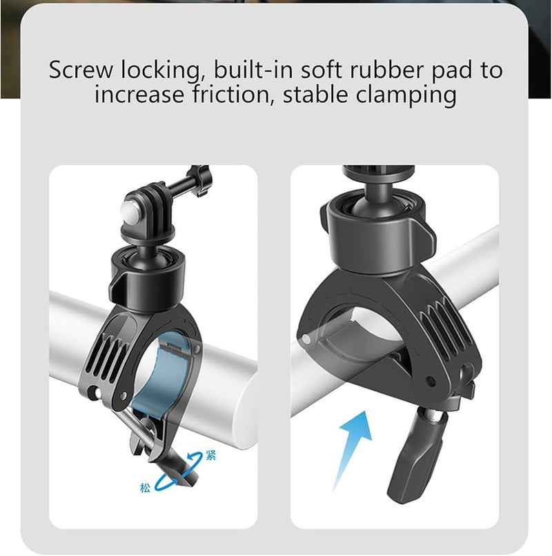 Action Camera Bike Clamp with Double Rotation 360 Degree Adjustable Handlebar Mount - Image 3