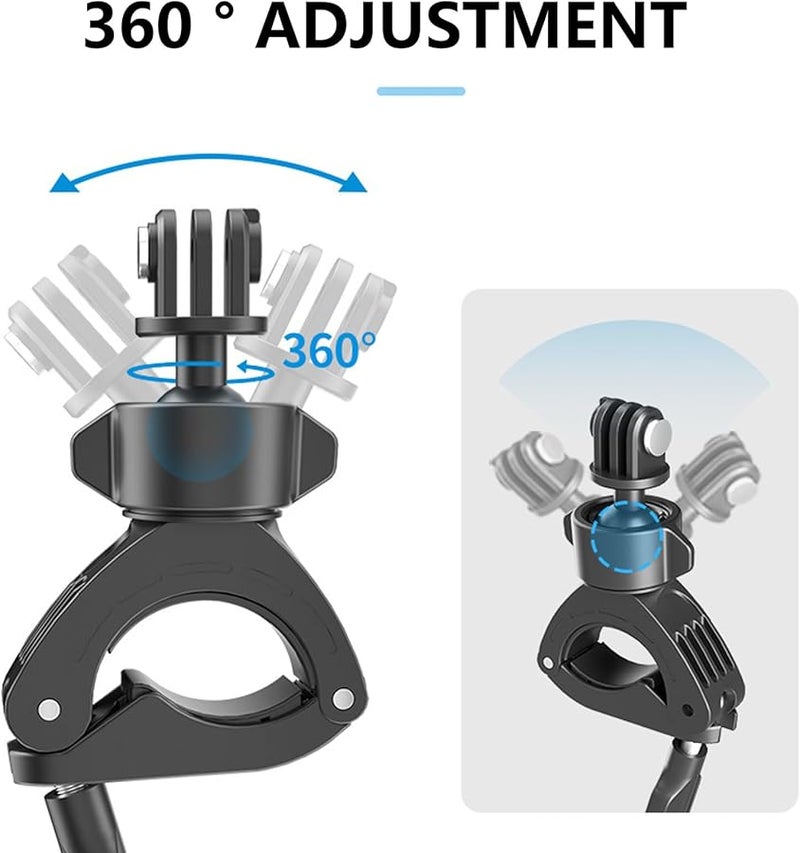 Action Camera Bike Clamp with Double Rotation 360 Degree Adjustable Handlebar Mount - Image 4