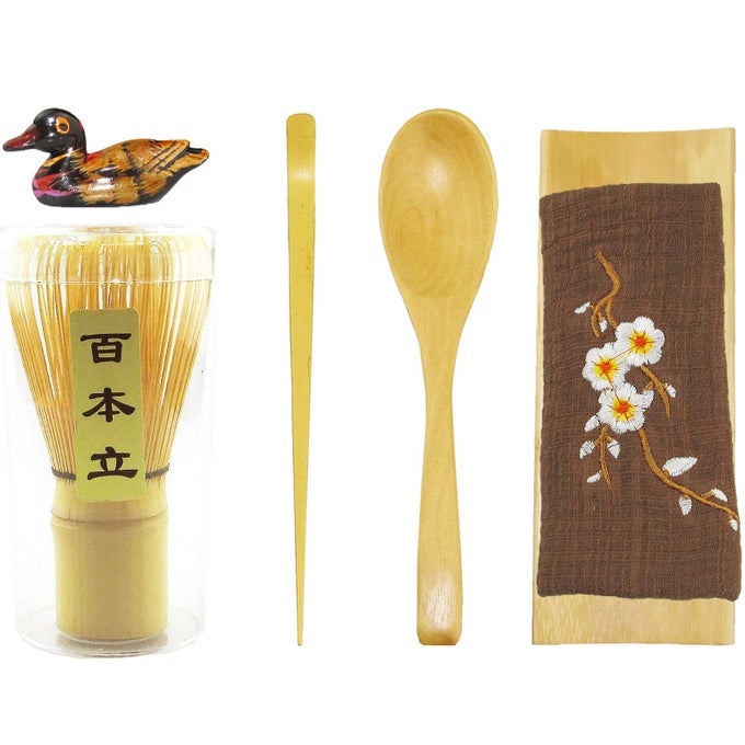 6 PCS JAPANESE MATCHA TEA SET MATCHA WHISK TRADITIONAL SCOOP TEA SPOON TEA CLOTH BAMBOO HOLDER SCOOP HOLDER HANDMADE MATCHA CEREMONY KIT FOR TRADITIONAL JAPANESE TEA CEREMONY NATURE