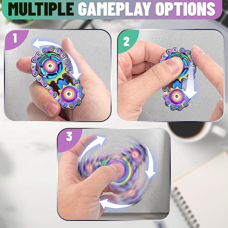 Chilvil Easter Basket Stuffer for Teens Boys Metal Fidget Spinner Toys for Adults Figette Bike Chain Roller Cool Gadgets ADHD Anxiety Stress Relief Items Figet Desk Offices EDC Men Valentines Day Gifts - Image 2