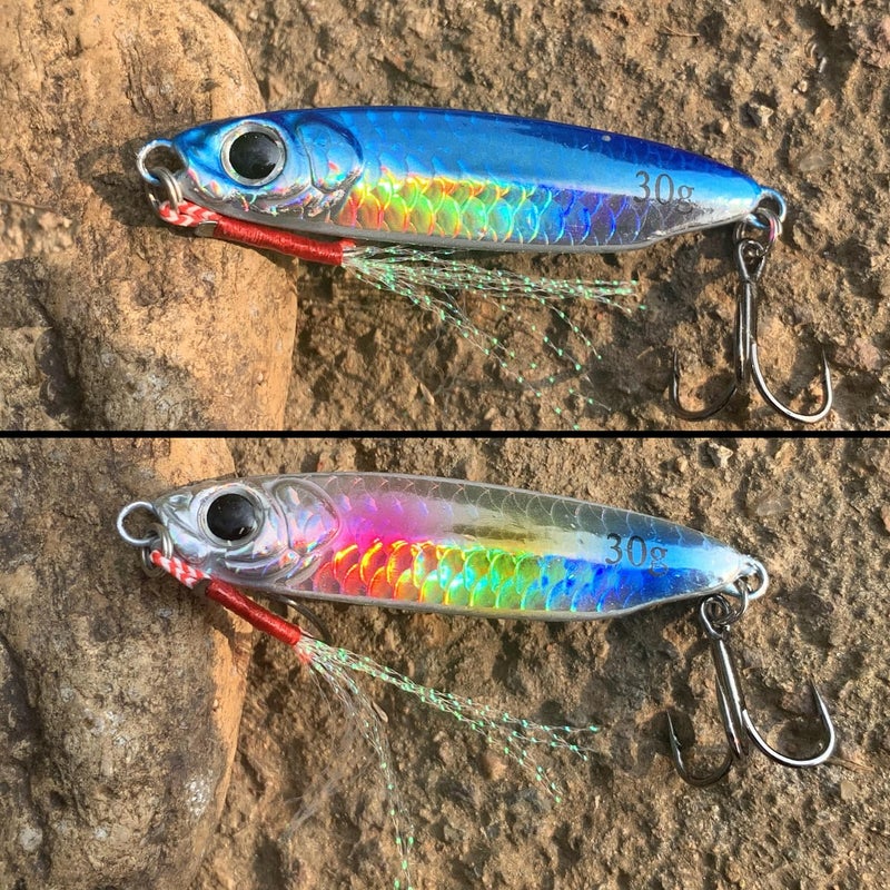 Tripquips Saltwater Jigs Fishing Lures with Ultra-Sharp Hooks, Saltwater Spoon Lure for Tuna Salmon Grouper, Sea Fishing Jigging Lure, Trolling Spoon for Bass Fishing-30g-5PCS - Image 2