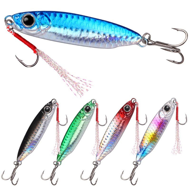 Tripquips Saltwater Jigs Fishing Lures with Ultra-Sharp Hooks, Saltwater Spoon Lure for Tuna Salmon Grouper, Sea Fishing Jigging Lure, Trolling Spoon for Bass Fishing-30g-5PCS - Image 1