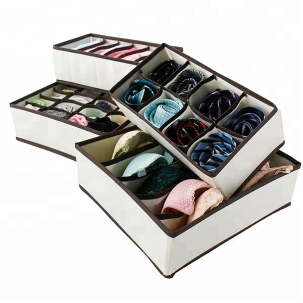 Luxula Foldable Storage Undergarments Cupboard Closet Organizer Collapsible Box Wardrobe Under Bed Drawer dividers for Clothes Hanky Socks Bra Socks and Baby Clothes Organizer Set of 4
