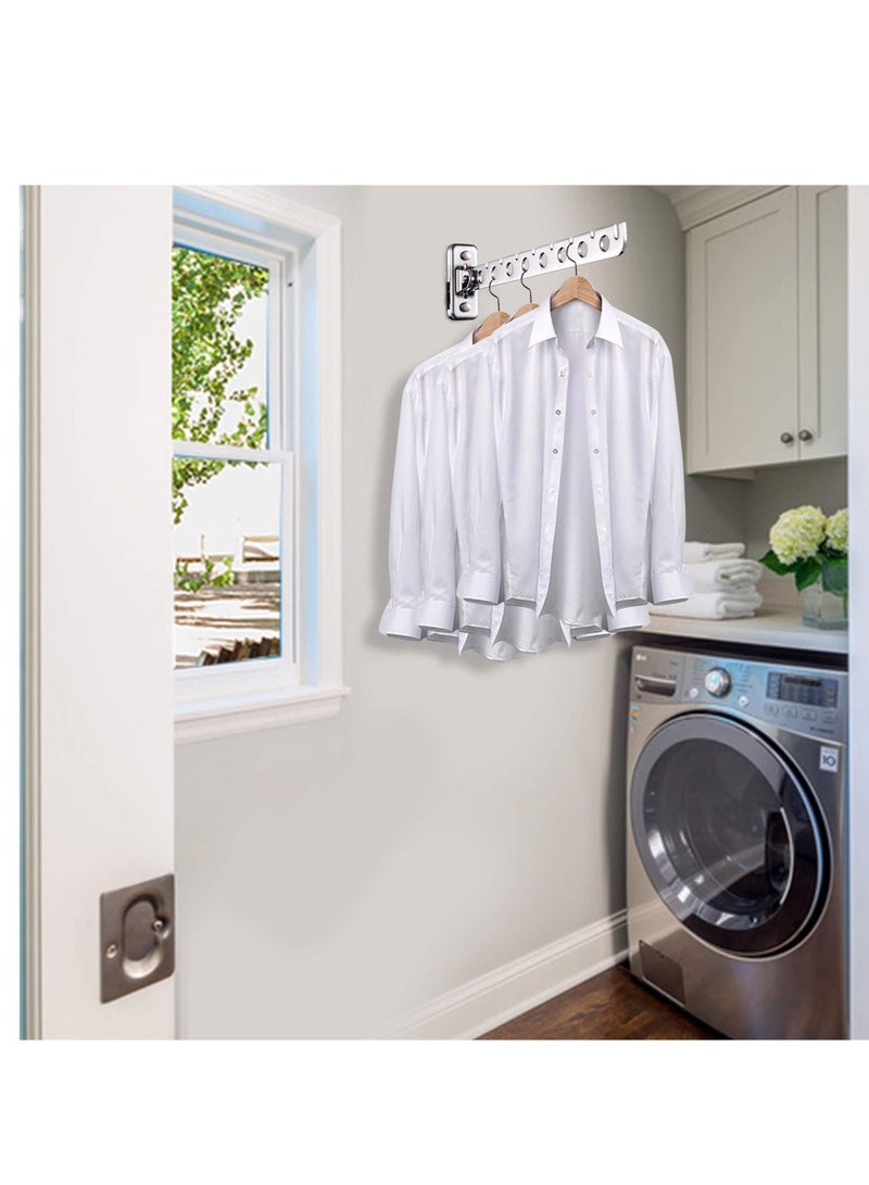 MIXDE Laundry Hanger Dryer Rack Wall Mount Clothes Hooks Floding Stainless Steel Collapsible Hangers 2 Pack - Image 2