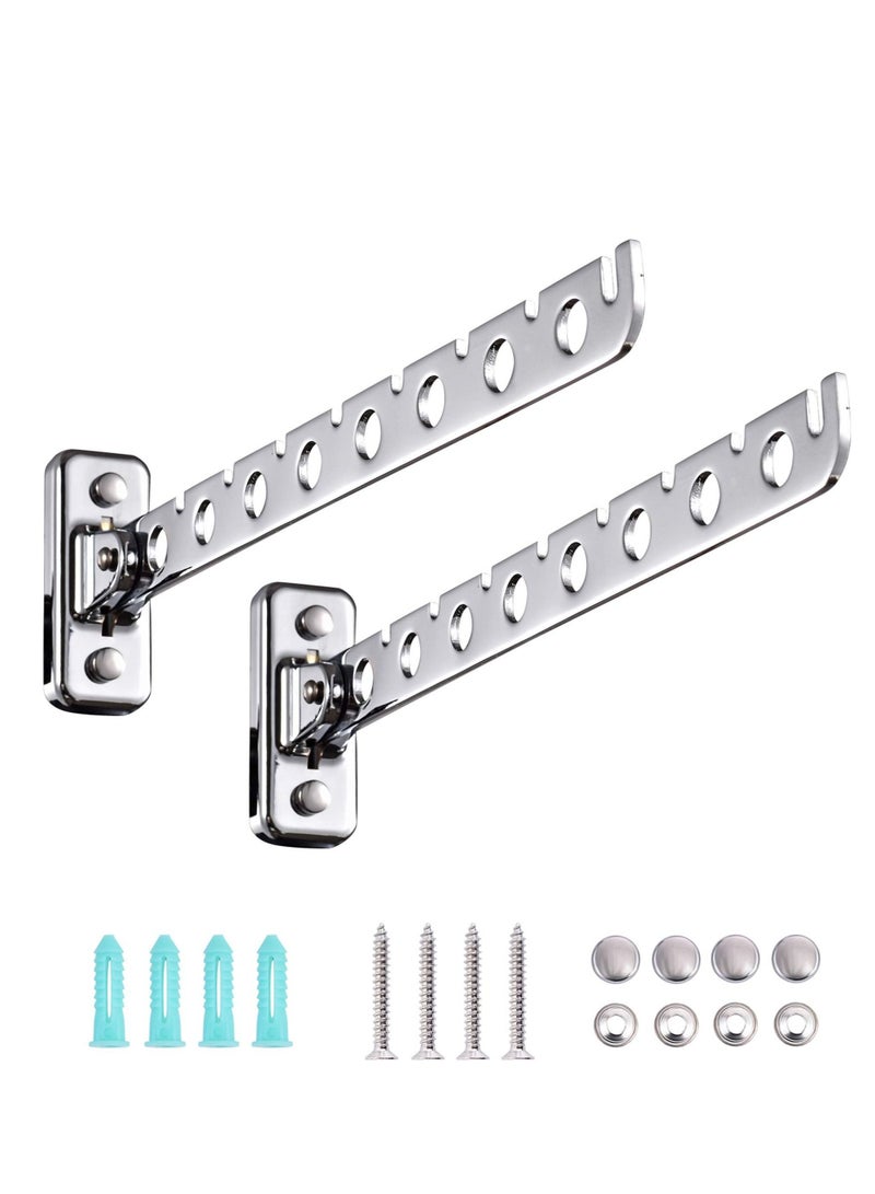 MIXDE Laundry Hanger Dryer Rack Wall Mount Clothes Hooks Floding Stainless Steel Collapsible Hangers 2 Pack - Image 1