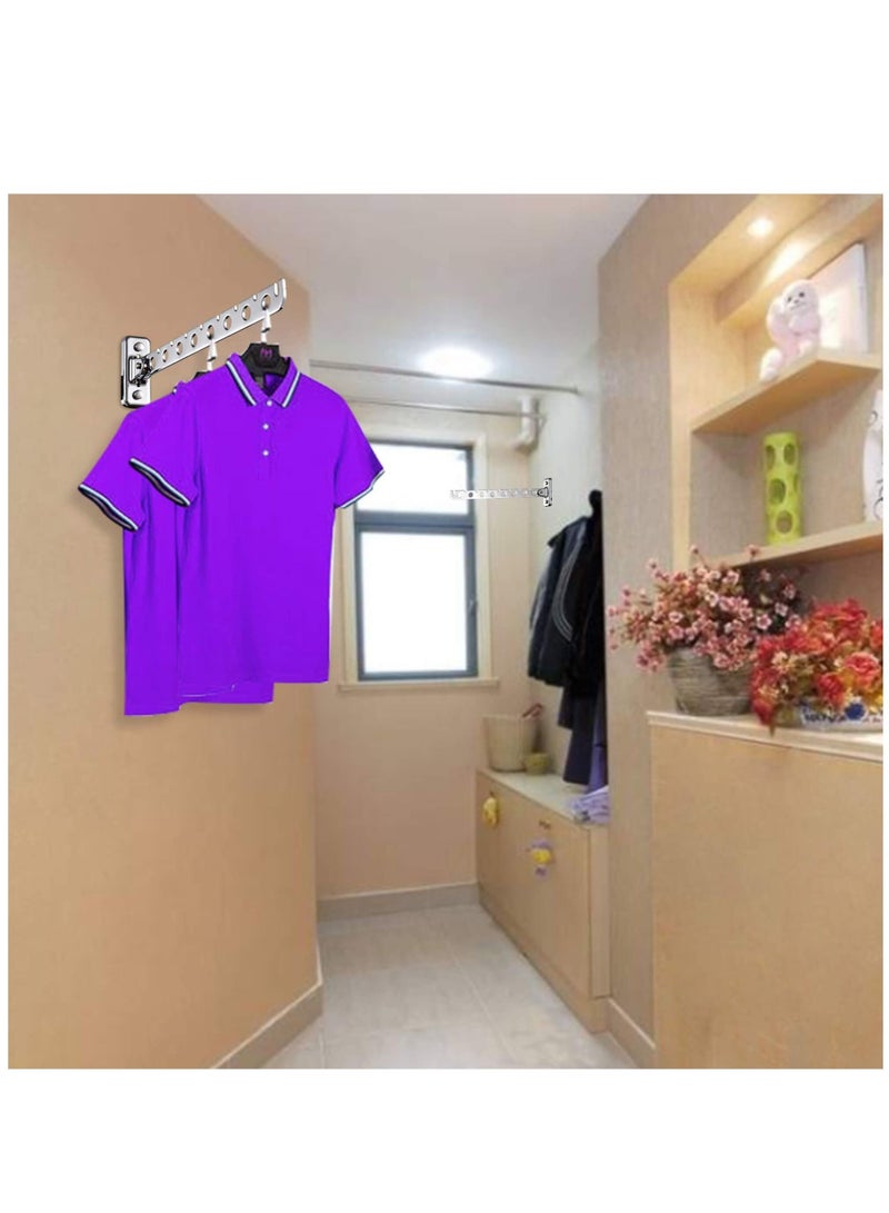MIXDE Laundry Hanger Dryer Rack Wall Mount Clothes Hooks Floding Stainless Steel Collapsible Hangers 2 Pack - Image 4