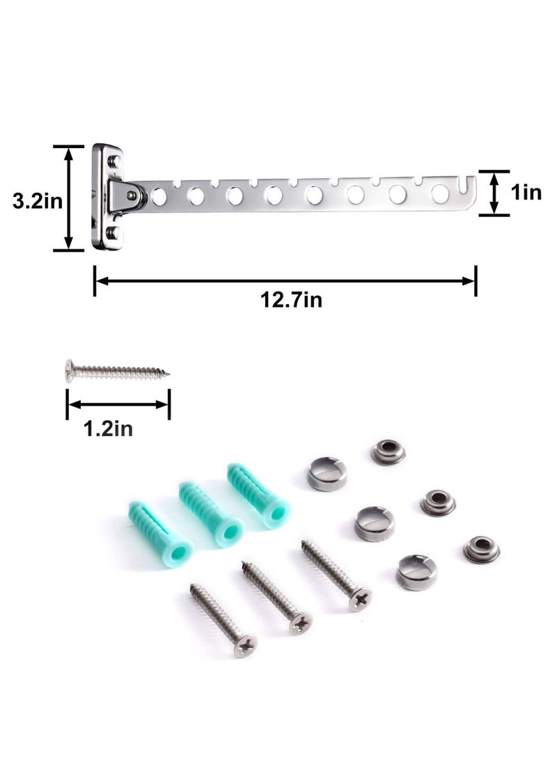 MIXDE Laundry Hanger Dryer Rack Wall Mount Clothes Hooks Floding Stainless Steel Collapsible Hangers 2 Pack - Image 5