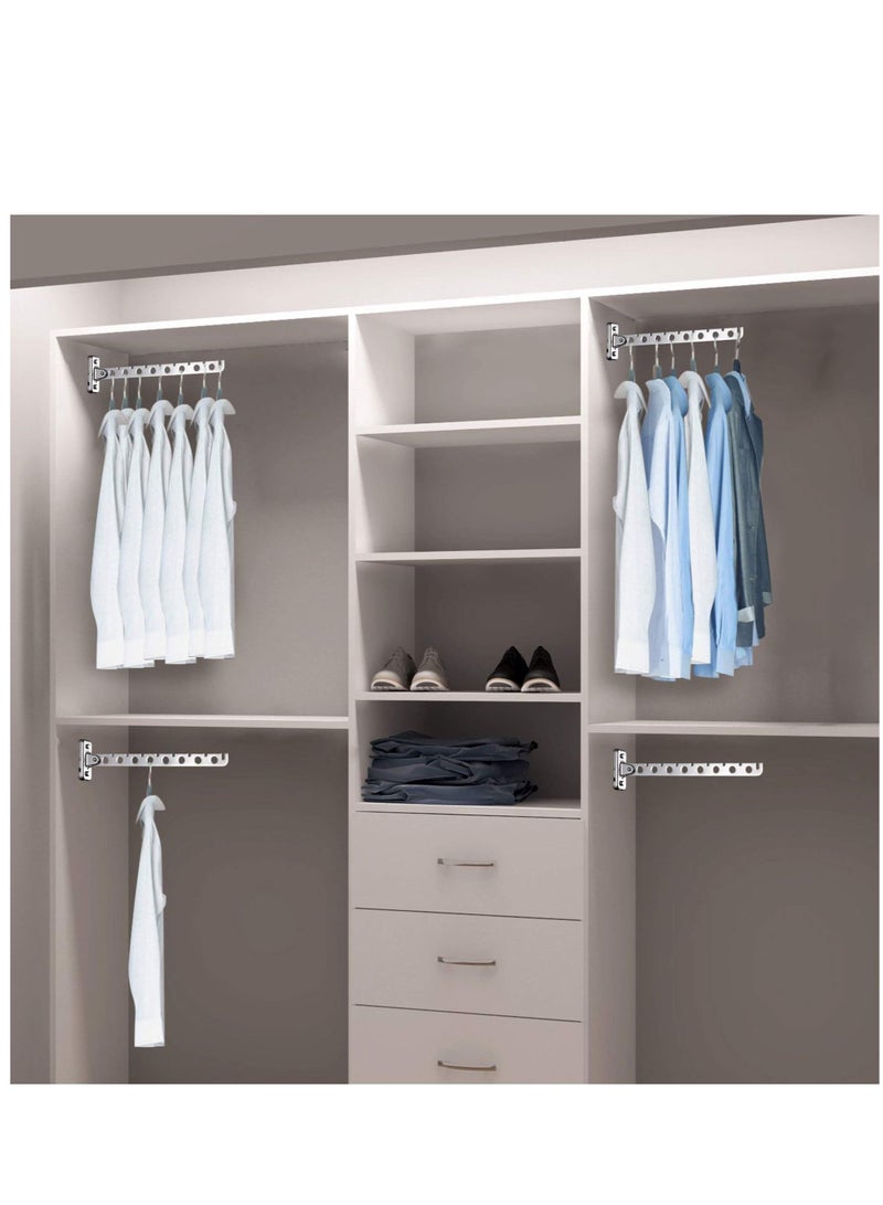 MIXDE Laundry Hanger Dryer Rack Wall Mount Clothes Hooks Floding Stainless Steel Collapsible Hangers 2 Pack - Image 3