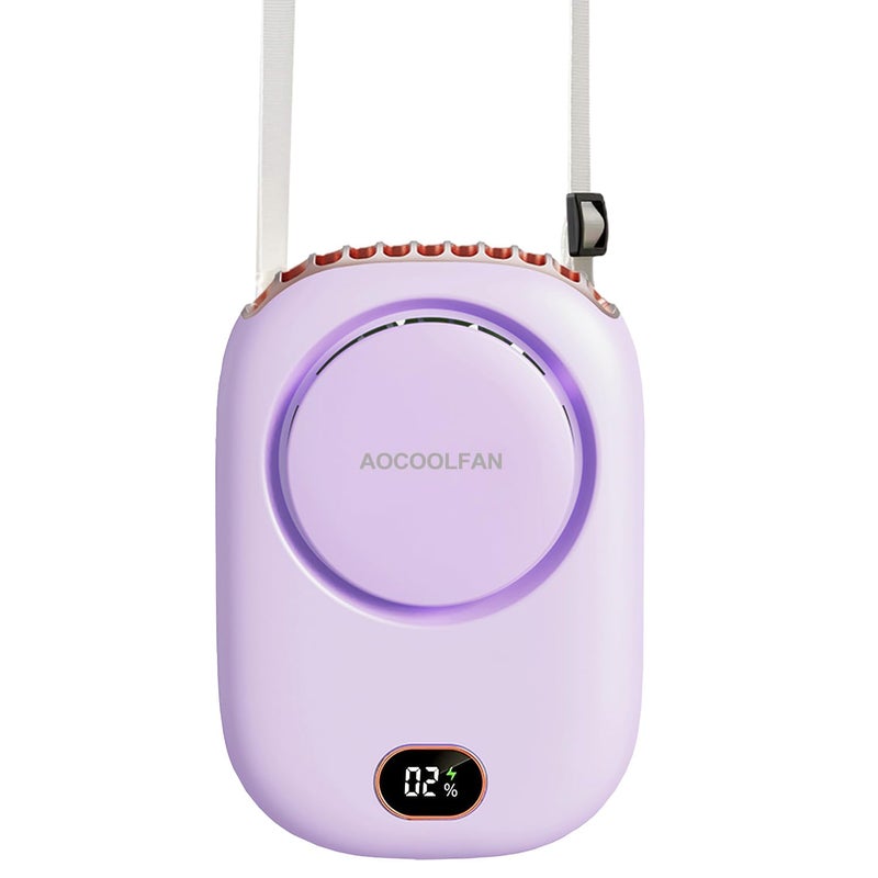 AOCOOLFAN Portable Neck Fan Mini Small Personal Handheld Fan USB Rechargeable 3 Speed for Girls Boys Woman Eyelash Travel Home Office Outdoor purple