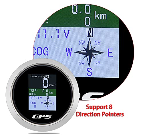 KAOLALI Digital GPS Speedometer Gauge Waterproof (Shipped from USA) COG ODO Trip Voltmeter Auto Gauge Meter 9-32V for Boat Car Truck Motorcycle Black Silver 85MM (3.34‘’) - Image 2