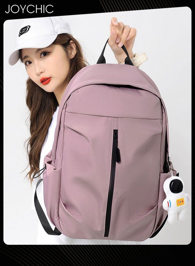 Joychic حقيبة ظهر جديدة للأعمال مصنوعة من البوليستر مضادة للسرقة وحقيبة كتب مقاومة للماء وحقيبة مدرسية كبيرة الحجم مع قلادة رائد فضاء باللون الوردي - Image 2
