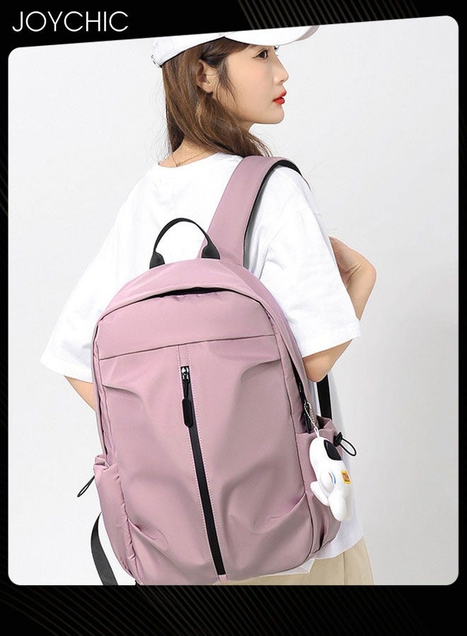 Joychic حقيبة ظهر جديدة للأعمال مصنوعة من البوليستر مضادة للسرقة وحقيبة كتب مقاومة للماء وحقيبة مدرسية كبيرة الحجم مع قلادة رائد فضاء باللون الوردي - Image 1
