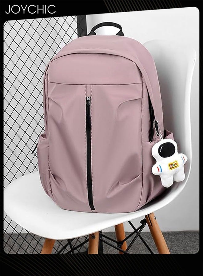 Joychic حقيبة ظهر جديدة للأعمال مصنوعة من البوليستر مضادة للسرقة وحقيبة كتب مقاومة للماء وحقيبة مدرسية كبيرة الحجم مع قلادة رائد فضاء باللون الوردي - Image 3