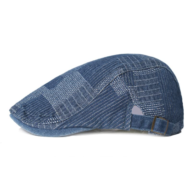 Quanhaigou Unisex Denim Newsboy Hats Flat Ivy Gatsby Cabbie Driving Berets Hat Cotton Dad Cap for Men Women (Retro Blue) - Image 2