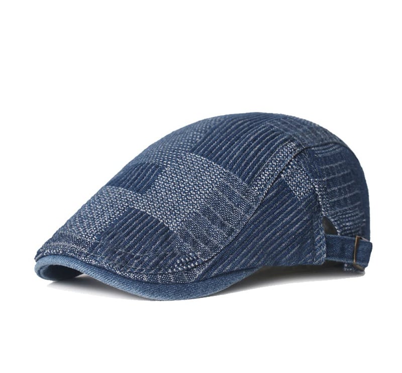 Quanhaigou Unisex Denim Newsboy Hats Flat Ivy Gatsby Cabbie Driving Berets Hat Cotton Dad Cap for Men Women (Retro Blue) - Image 1