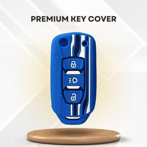 KEYCEPT Tristar Key Cover for Tata Tiago | Nexon | Altroz | Punch | Tigor | Zest | Curvv | Hexa | EV and Facelift for 3 Button flip Key. (Blue) - Image 4