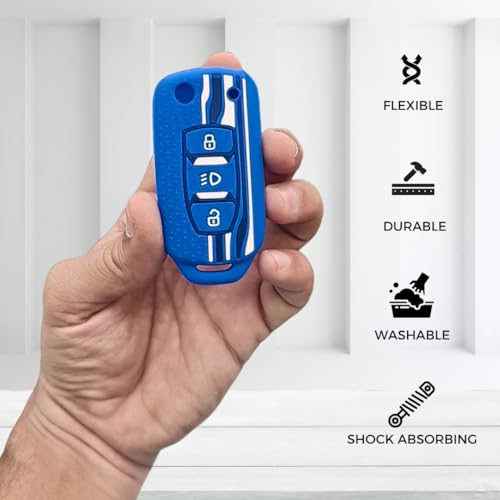 KEYCEPT Tristar Key Cover for Tata Tiago | Nexon | Altroz | Punch | Tigor | Zest | Curvv | Hexa | EV and Facelift for 3 Button flip Key. (Blue) - Image 5
