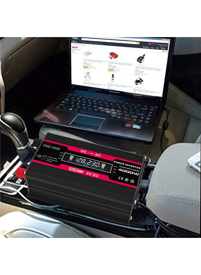 Generic - 4000W Peak Power Modified Sine Wave Inverter LED Display 300W Rated Power Inverter DC 12V to AC 220V Converter High Frequency Car Power Charger Inverter with 2 USB Port AC Socket - Image 1