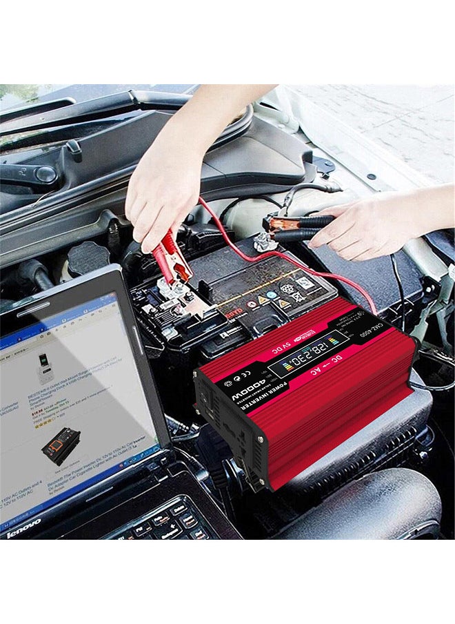 Generic - 4000W Peak Power Modified Sine Wave Inverter LED Display 300W Rated Power Inverter DC 12V to AC 220V Converter High Frequency Car Power Charger Inverter with 2 USB Port AC Socket - Image 1