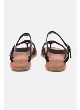 TOMS Women Lexie Leather Braid Flat Sandals, Black  - Image 2