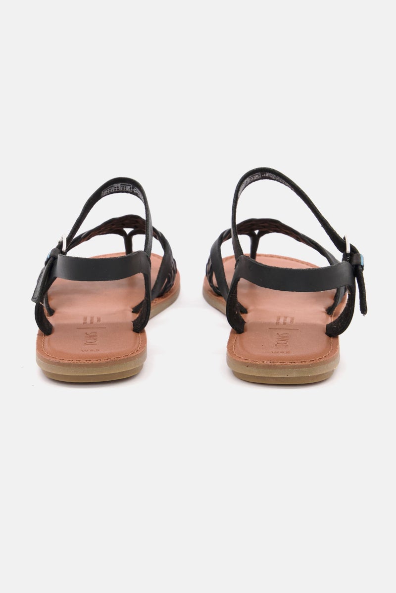 TOMS Women Lexie Leather Braid Flat Sandals, Black - Image 2