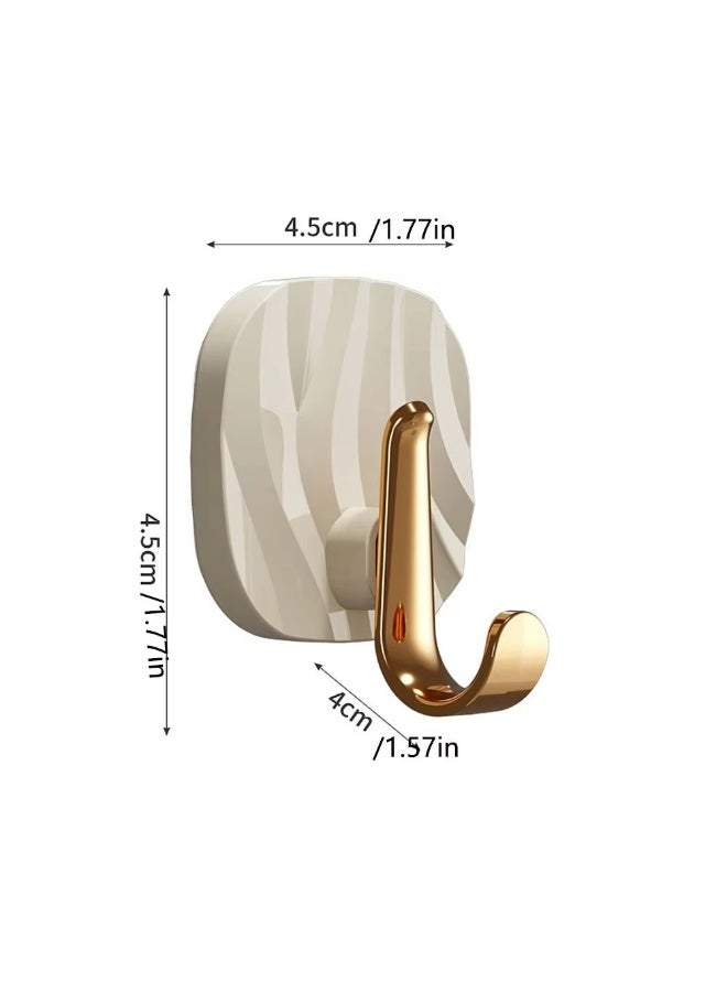 Adhesive Hooks No Drill, 4Pcs Heavy Duty Metal Wall Hooks Sticks for Hanging Towels Robes Coats Bags, Decorative Geometric Design for Home Bathroom Kitchen Entryway Bedroom - Image 2