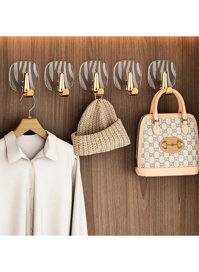 Adhesive Hooks No Drill, 4Pcs Heavy Duty Metal Wall Hooks Sticks for Hanging Towels Robes Coats Bags, Decorative Geometric Design for Home Bathroom Kitchen Entryway Bedroom - Image 5