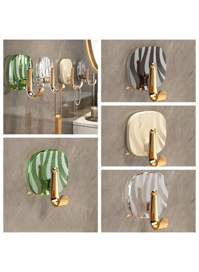 Adhesive Hooks No Drill, 4Pcs Heavy Duty Metal Wall Hooks Sticks for Hanging Towels Robes Coats Bags, Decorative Geometric Design for Home Bathroom Kitchen Entryway Bedroom - Image 4