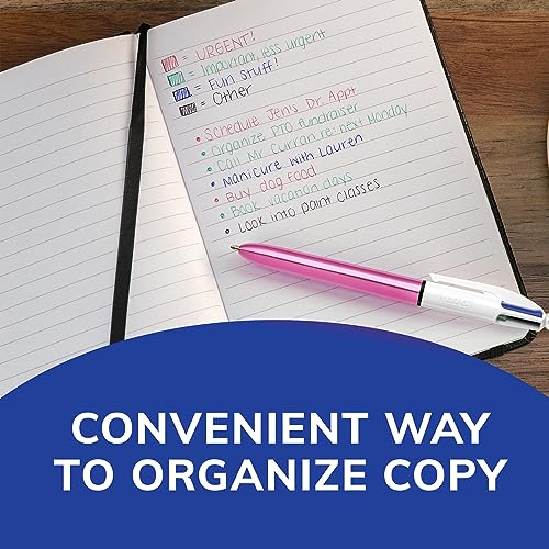 BIC 4 Color Shine Retractable Ballpoint Pen with 1.0 mm Point and Wide Barrel, 3-Count in Assorted Ink - Image 4