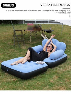DUNISO Folding Portable Inflatable Sofa Bed,5 in1 Inflatable Bed Lazy Sofa, Outdoor Portable Travel Air Sofa Bed, Wilderness Camping Sleeping Lounge Chair,Waterproof Inflatable Bed, for Travelling, Outdoor, Camping, Hiking, Beach Parties, Picnic  - Image 5