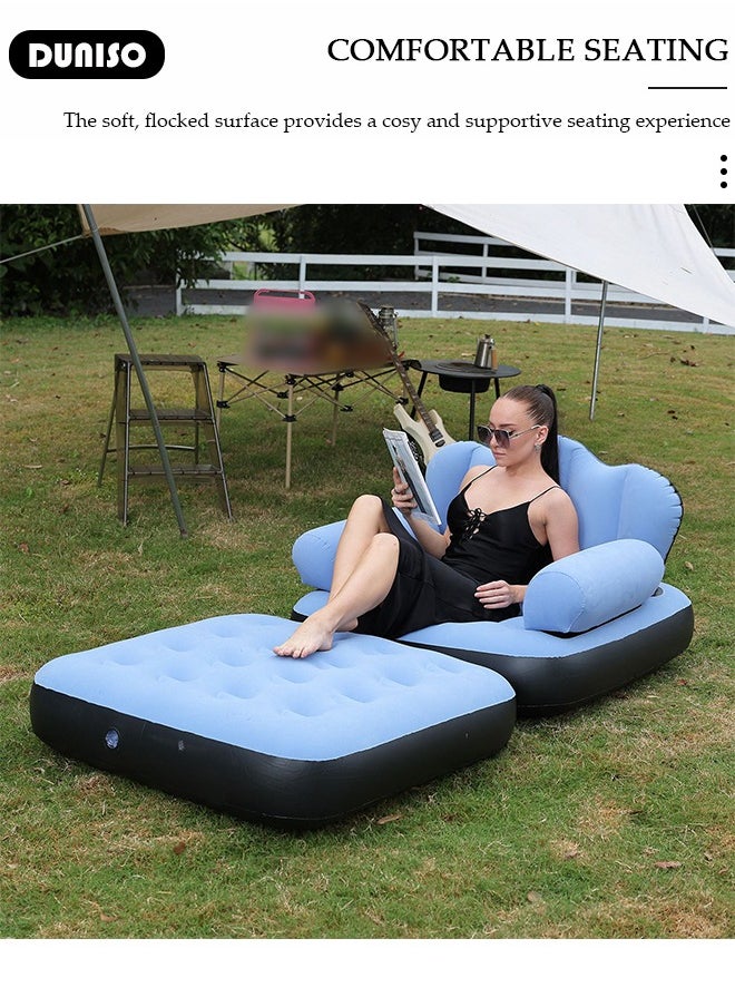 DUNISO - Folding Portable Inflatable Sofa Bed,5 in1 Inflatable Bed Lazy Sofa, Outdoor Portable Travel Air Sofa Bed, Wilderness Camping Sleeping Lounge Chair,Waterproof Inflatable Bed, for Travelling, Outdoor, Camping, Hiking, Beach Parties, Picnic - Image 1