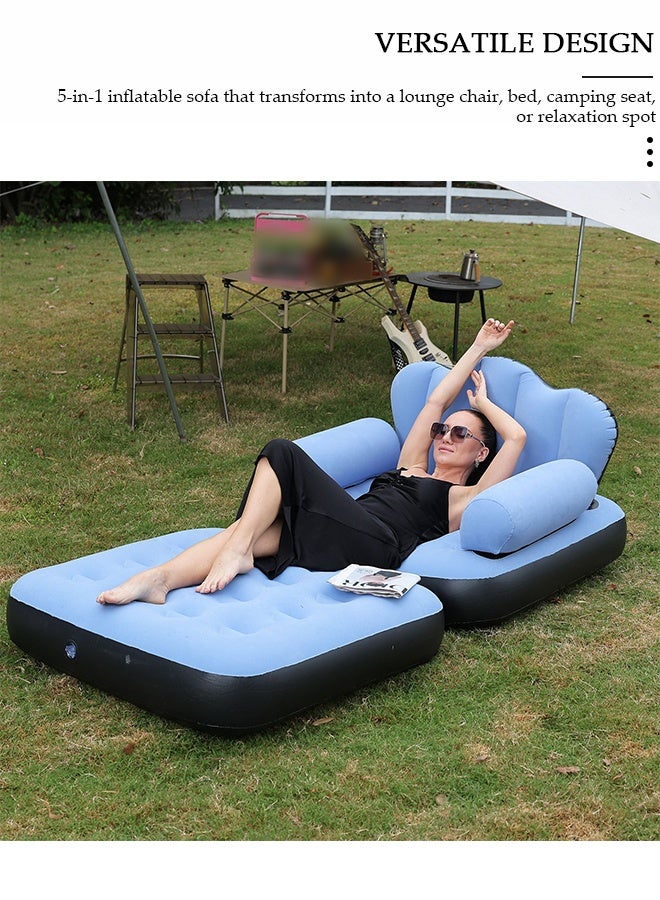 DUNISO Folding Portable Inflatable Sofa Bed,5 in1 Inflatable Bed Lazy Sofa, Outdoor Portable Travel Air Sofa Bed, Wilderness Camping Sleeping Lounge Chair,Waterproof Inflatable Bed, for Travelling, Outdoor, Camping, Hiking, Beach Parties, Picnic - Image 5
