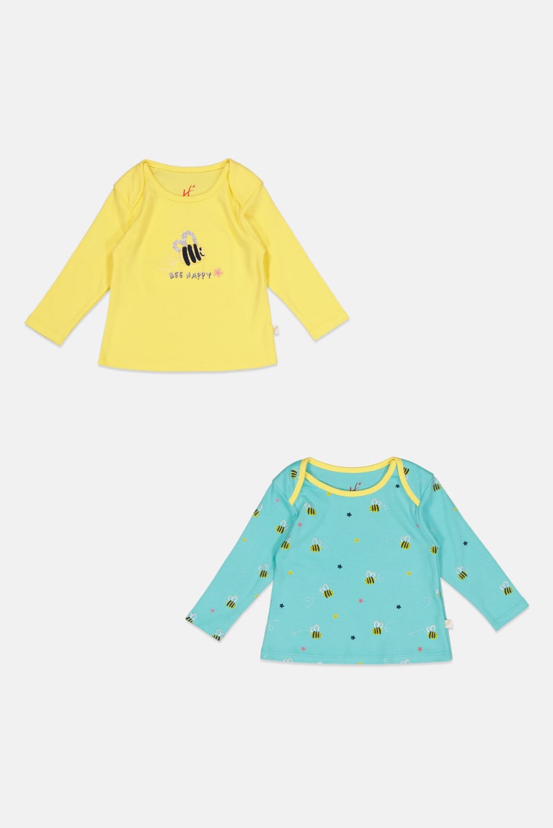 Hamleys Toddlers Girl 2 Pieces Allover Print Long Sleeves Tops, Multicolor - Image 3