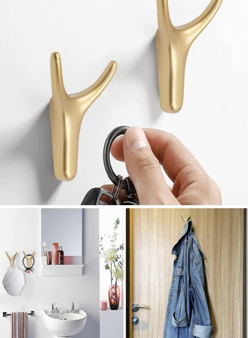 5 قطع من خطافات المناشف، وخطافات حائط ذهبية، وخطاف معدني على شكل فرع، وخطاطيف باب شديدة التحمل، وخطاف معطف أنيق، وخطاطيف باب لاصقة لتعليق المناشف والقبعات والحقائب والملابس في الحمام وغرفة النوم والمطبخ - Image 2
