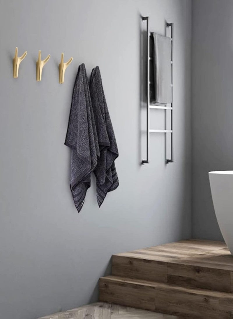 5 قطع من خطافات المناشف، وخطافات حائط ذهبية، وخطاف معدني على شكل فرع، وخطاطيف باب شديدة التحمل، وخطاف معطف أنيق، وخطاطيف باب لاصقة لتعليق المناشف والقبعات والحقائب والملابس في الحمام وغرفة النوم والمطبخ - Image 4