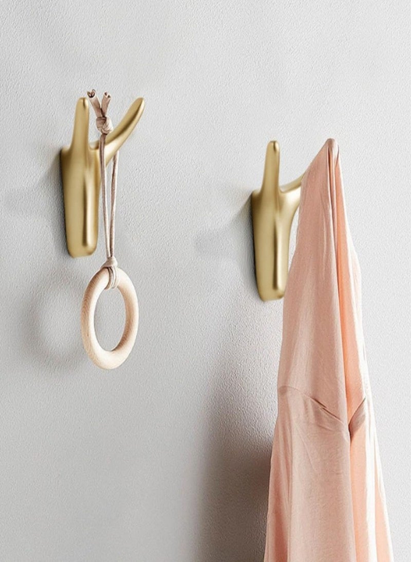 5 قطع من خطافات المناشف، وخطافات حائط ذهبية، وخطاف معدني على شكل فرع، وخطاطيف باب شديدة التحمل، وخطاف معطف أنيق، وخطاطيف باب لاصقة لتعليق المناشف والقبعات والحقائب والملابس في الحمام وغرفة النوم والمطبخ - Image 3