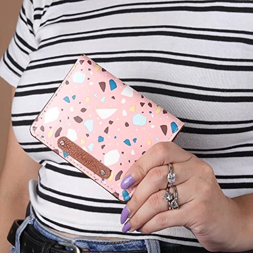 ShopMantra Small Wallet for Girls | Pink Terrazzo Print | Faux Leather | Compact Bifold Purse with Multiple Card Slots & Snap Closure - Image 4