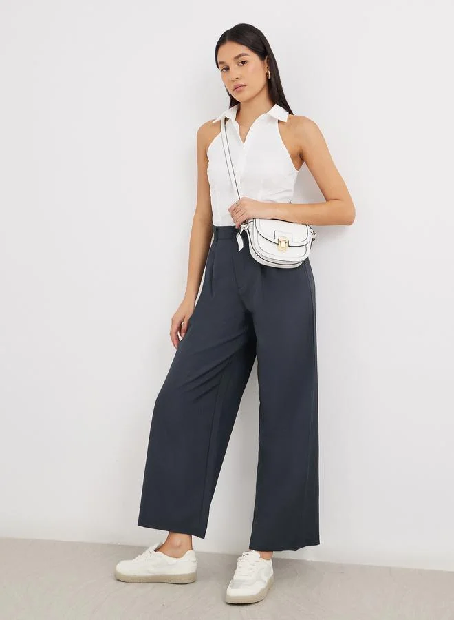 ستايلي Styli Solid Pleated Wide Leg Pants