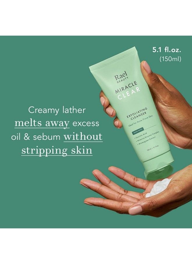 Rael - Face Wash Miracle Clear Exfoliating Cleanser Face Cleanser For Oily And Acne Prone Skin Gentle Facial Cleanser Hydrating W/Succinic Acid & Minerice Vegan Cruelty Free (5.1 Fl. Oz) - Image 1