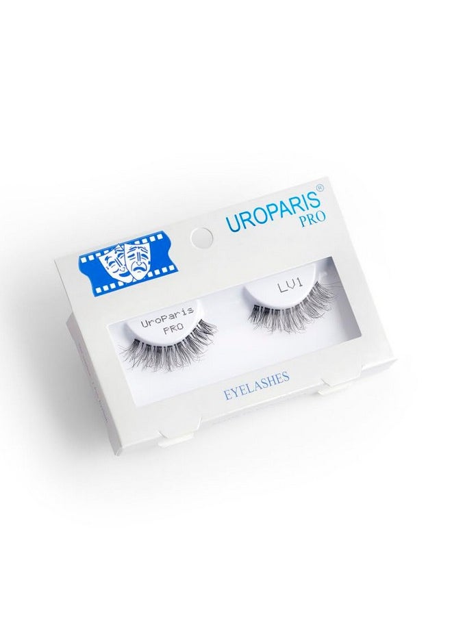UROPARIS - Pro Lv1 Eyelashes For Women 3D Look Eye Lashes | Handmade, Light Voluminous False Lashes With Premium Virgin Hair | Invisible Band | For Glam Look & Enhance Beauty (Black) 1 Pair - Image 1