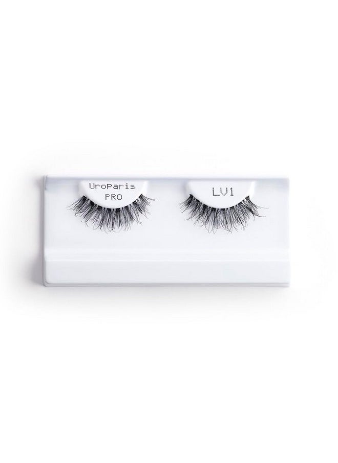 UROPARIS - Pro Lv1 Eyelashes For Women 3D Look Eye Lashes | Handmade, Light Voluminous False Lashes With Premium Virgin Hair | Invisible Band | For Glam Look & Enhance Beauty (Black) 1 Pair - Image 1