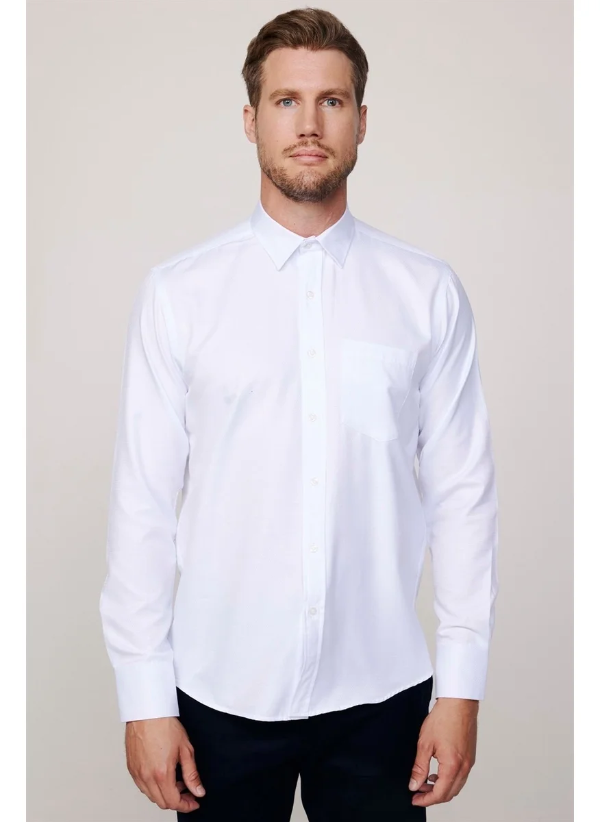 Tudors Classic Fit Cotton Easy-Iron Dobby Men's White Shirt