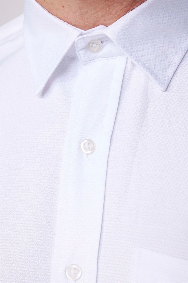 تودورس Classic Fit Cotton Easy-Iron Dobby Men's White Shirt