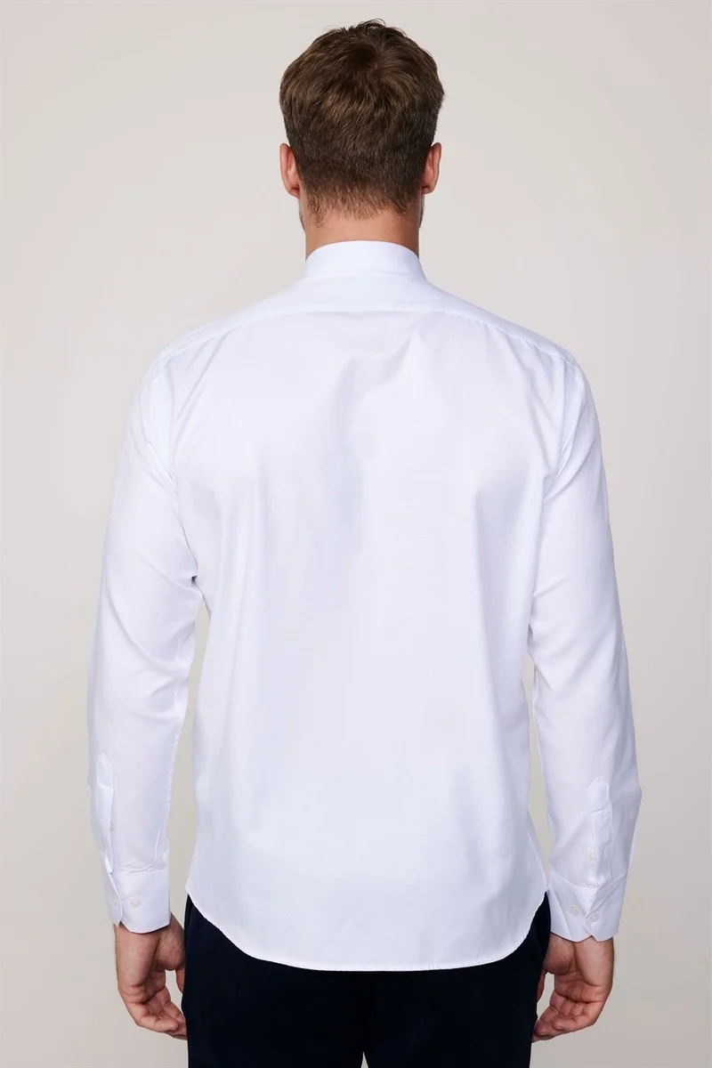 تودورس Classic Fit Cotton Easy-Iron Dobby Men's White Shirt