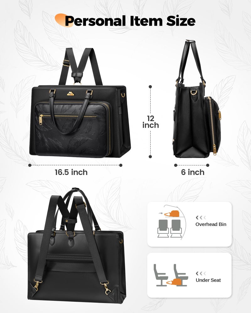 MATEIN Convertible Briefcase Backpack for Teacher with USB C Port, 3 in 1 Purse Women Tote Bag Fits 15.6" Laptop, Waterproof Leather Backpack Tote, Womens Laptop Tote Bag for Work College, 2 pcs set - Image 4