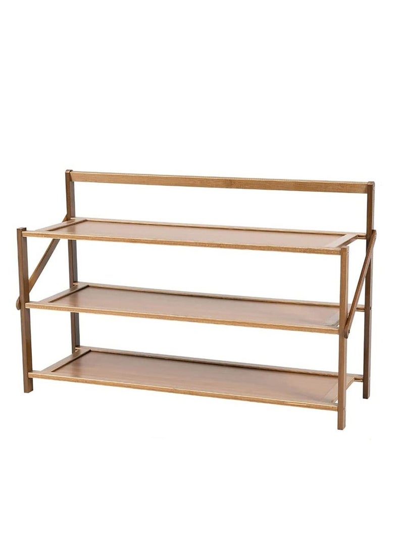 LINGWEI Foldable Bamboo Shoe Rack Installation Free Shoe Shelf Storage Organizer For Entryway Hallway and Closet Sturdy Freestanding Shoe Cabinet - Image 4